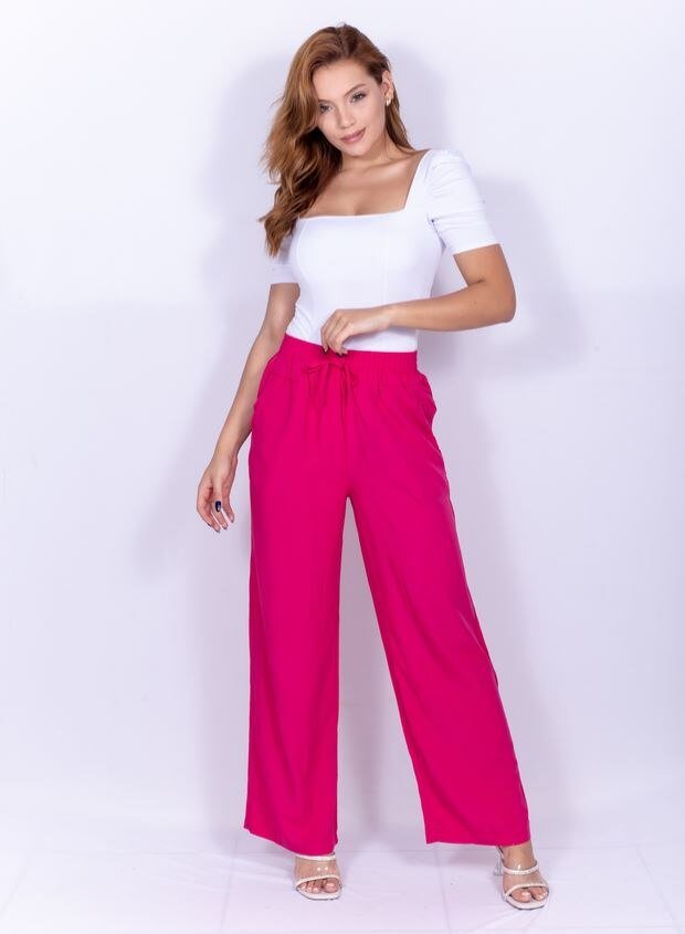 Calça Feminina Pantalona De Viscolinho